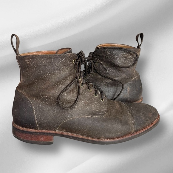 TAFT Brown Boots The Dragon 9520 Leather Lace Up Cap Toe Oiled Leather Size 12 - Picture 11 of 11